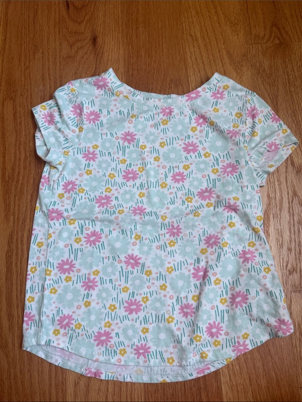 Carter's Mint Floral Short Sleeve Tee with Pink and Yellow Flowers